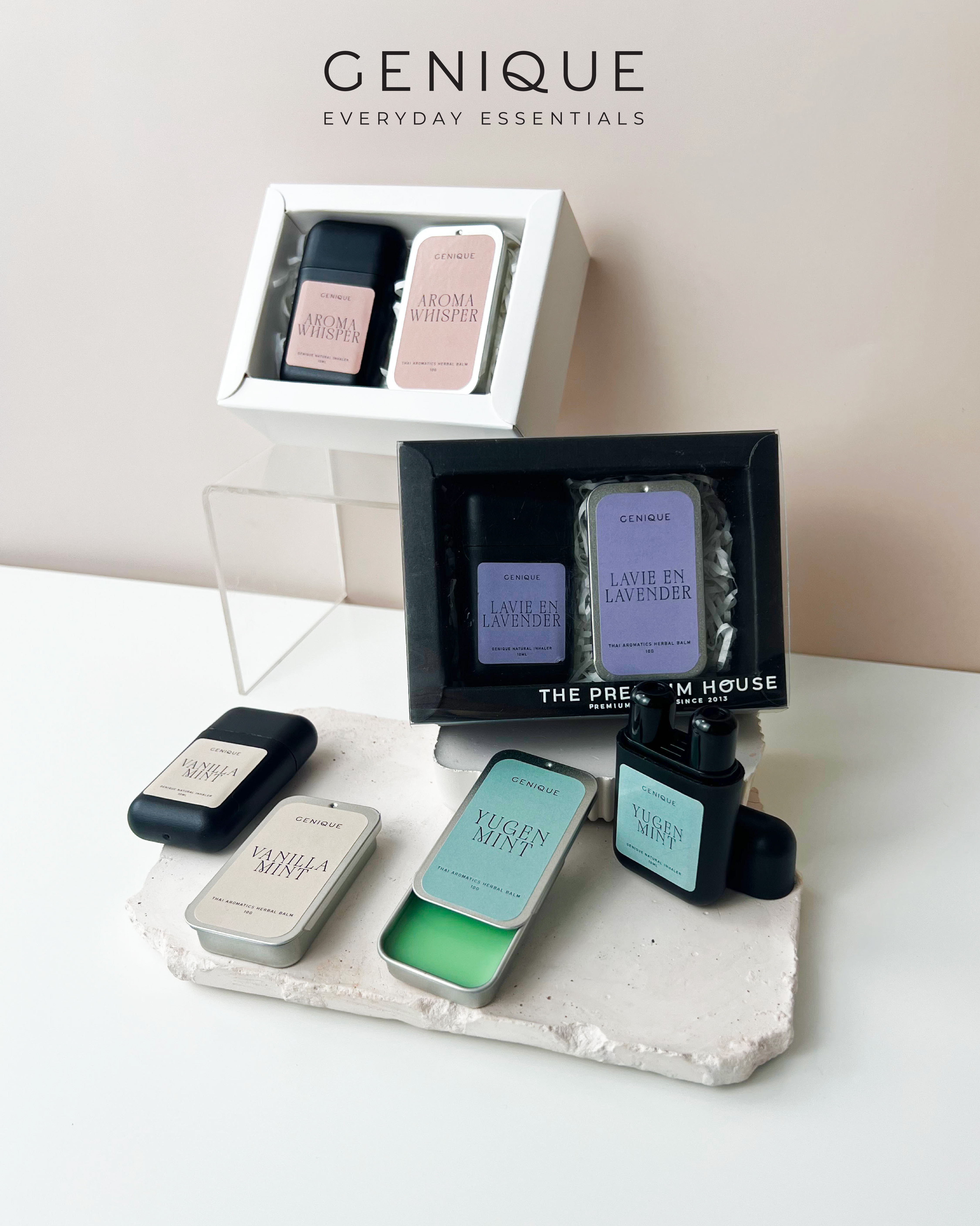 Genique พรีเมี่ยมเซท Giftset Happy Heal ยาดมสองรู+ Aroma Relaxing Balm